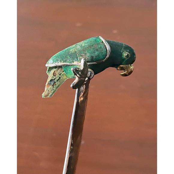 🦜Emilia Castillo *SIGNED* Sterling Silver & Malachite Bird Parrot Soup Ladle🦜 - Picture 5 of 8